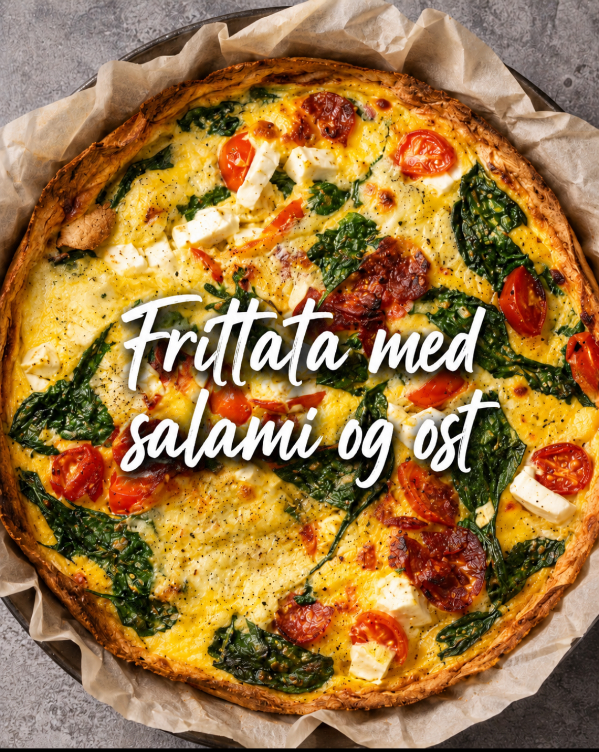 Frittata med salami og ost